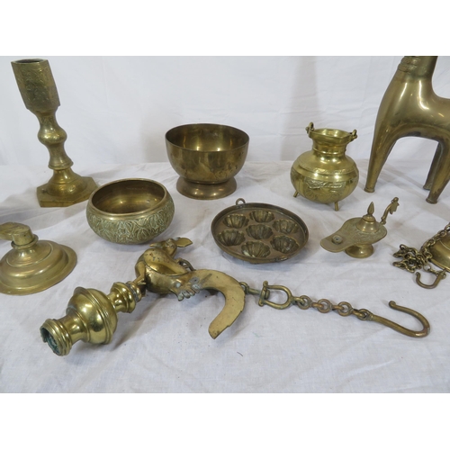 60 - Assorted lot of brassware, etc. in box