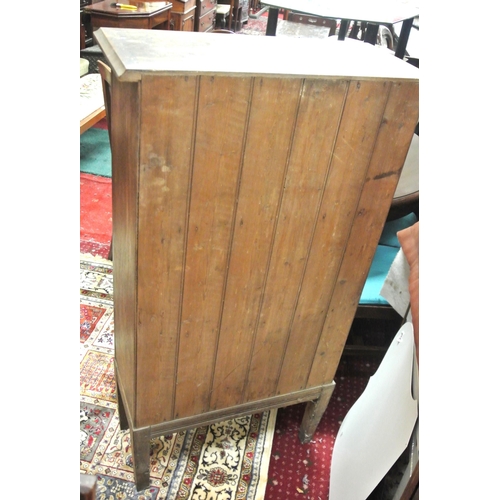 73 - Edwardian style oak display cabinet with glazed door,shelved interior, on square tapering legs