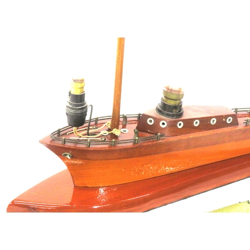 93 - Art Deco style timber electric lamp in the form of a sailing boat, on shaped base