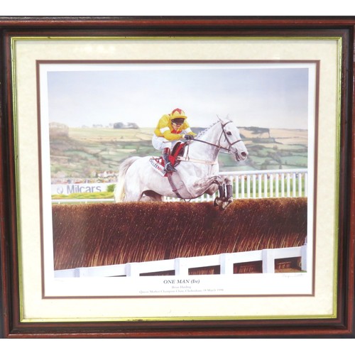 56 - Stephen Smith 'One Man (Ire) Brian Harding, Queen Mother Champion Chase' limited edition print, 40x5... 