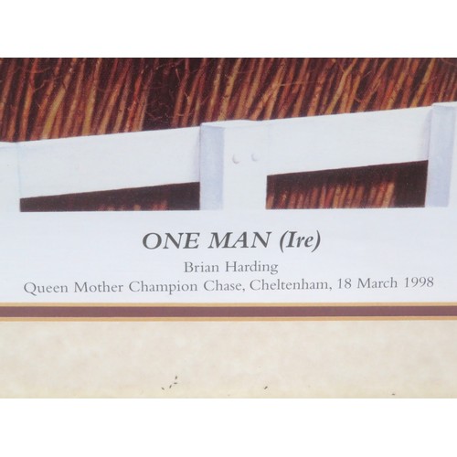 56 - Stephen Smith 'One Man (Ire) Brian Harding, Queen Mother Champion Chase' limited edition print, 40x5... 