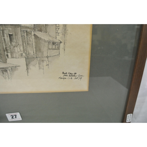 27 - John Mangan 'South Main St, from Sullivans Quay' pencil & wash 25x34cm signed