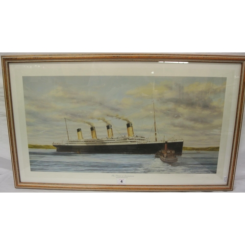 4 - SW Fisher 'Titanic at Queenstown'  print 34x68cm, signed