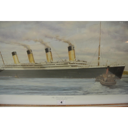 4 - SW Fisher 'Titanic at Queenstown'  print 34x68cm, signed