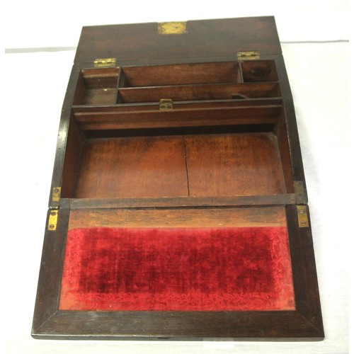 108 - Edwardian rosewood writing slope with mother of pearl inlay & fitted interior