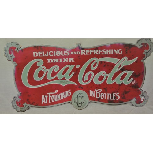 213 - Shaped enamel Coca Cola advertising sign 45x86cm