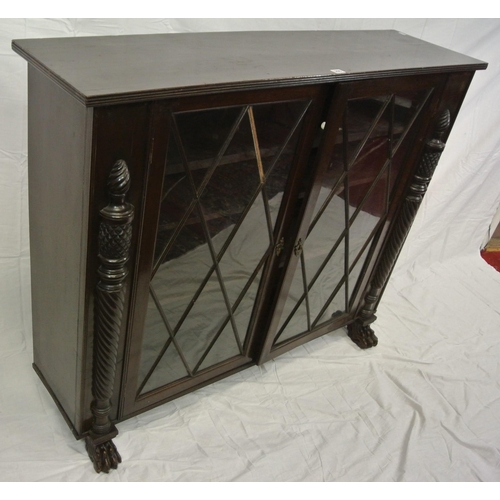 240 - Irish Regency style bookcase with reeded borders, astragal glazed doors with shelved interior, carve... 