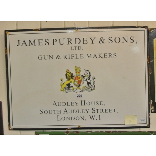 229 - 'James Purdey & Sons Ltd Gun and Rifle Makers' 43x50 cm