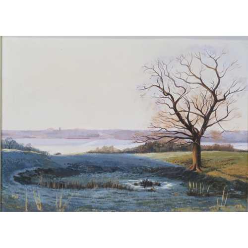 46 - Margaret Brown 'Landscape with river' oil on canvas 40x55cm, initialled