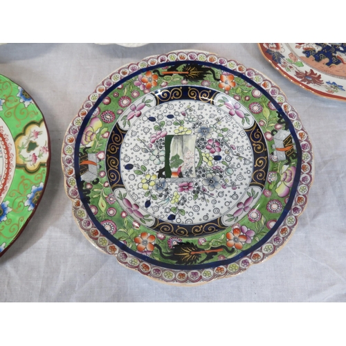 113 - 4 Masons Ironstone plates & 2 oval dishes with foliate decoration