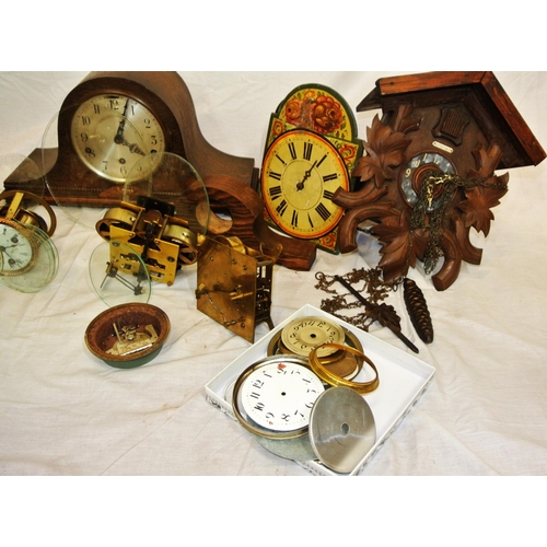 101 - Assorted lot of clock parts, etc., in 3 boxes