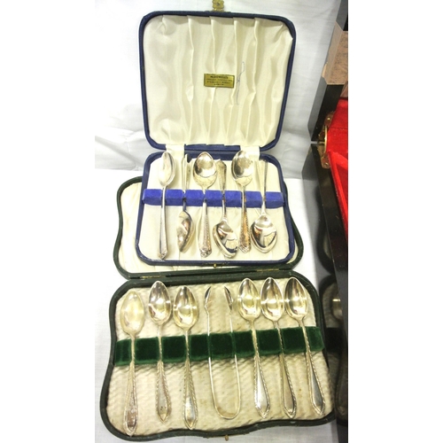 104 - Assorted lot of cutlery, canteen, vase, shaving kit, etc., in box