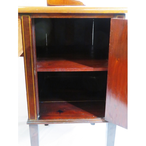 115 - Edwardian design mahogany dressing table with bevelled swivel mirror, drawer & two side presses with... 