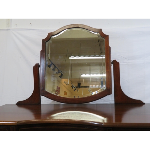 115 - Edwardian design mahogany dressing table with bevelled swivel mirror, drawer & two side presses with... 