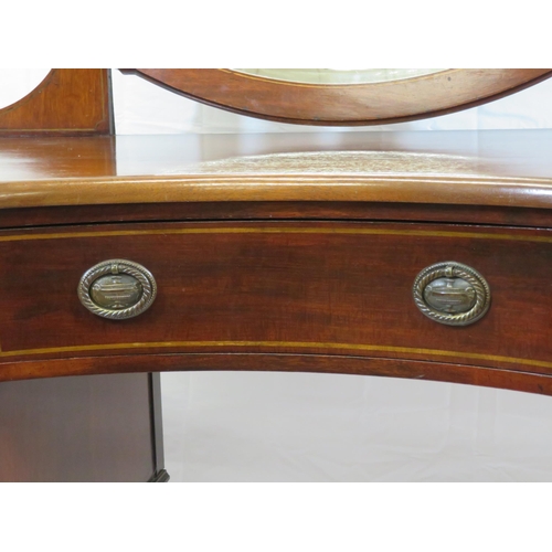 115 - Edwardian design mahogany dressing table with bevelled swivel mirror, drawer & two side presses with... 