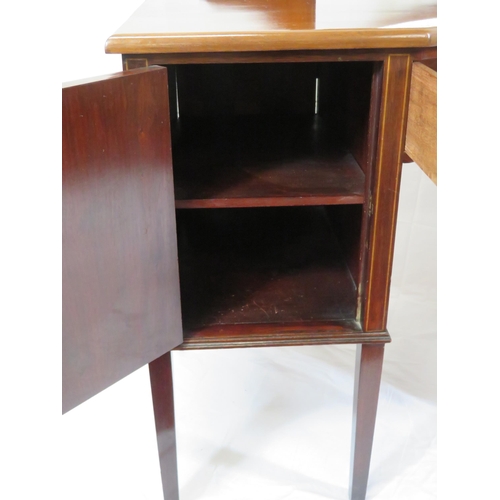 115 - Edwardian design mahogany dressing table with bevelled swivel mirror, drawer & two side presses with... 