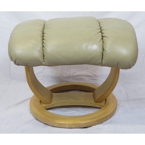 128 - Art Deco style leather stool with shaped column & round base