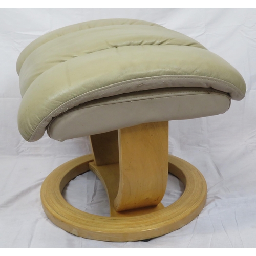 128 - Art Deco style leather stool with shaped column & round base