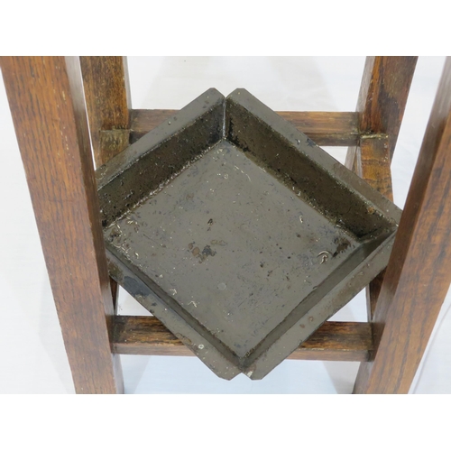 134 - Edwardian style oak umbrella & stick stand with tray inset