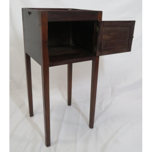 135 - Edwardian mahogany locker with panelled door & square legs