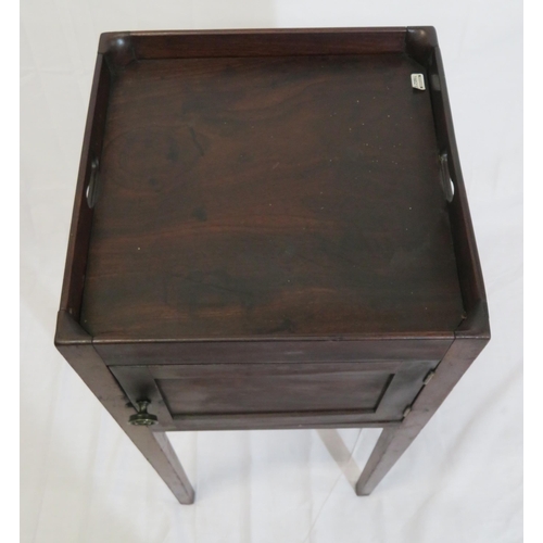 135 - Edwardian mahogany locker with panelled door & square legs