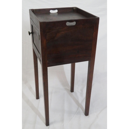 135 - Edwardian mahogany locker with panelled door & square legs