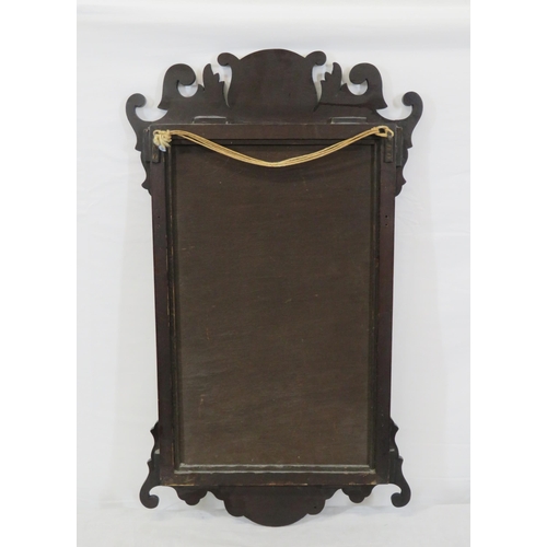 142 - Queen Anne style inlaid mahogany pier glass wall mirror with shaped borders