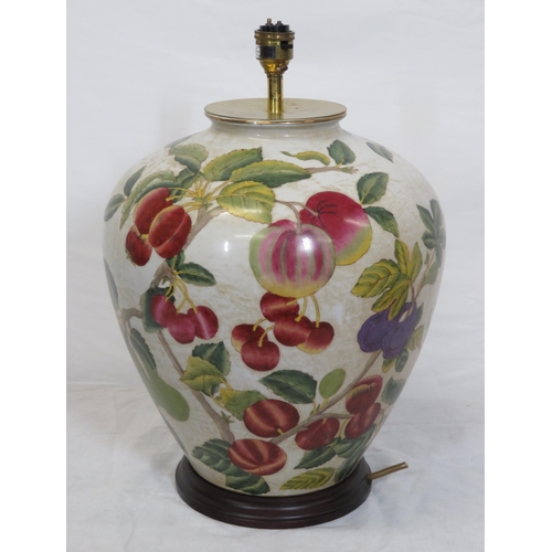 143 - Baluster shaped porcelain electric table lamp vase with foliate decoration