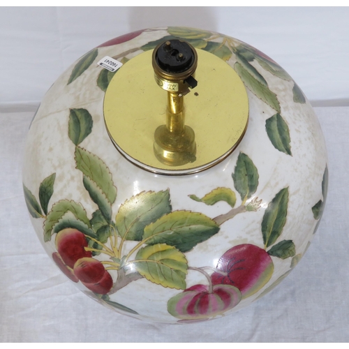 143 - Baluster shaped porcelain electric table lamp vase with foliate decoration