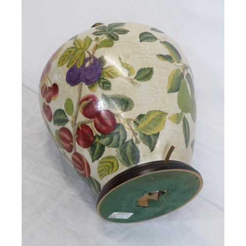 143 - Baluster shaped porcelain electric table lamp vase with foliate decoration