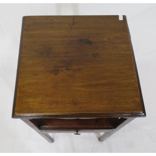 149 - Edwardian mahogany 2 tier square occasional stand with frieze drawer, on square legs