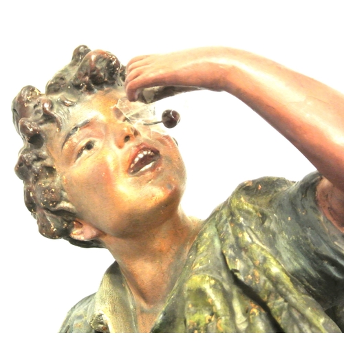 157 - Victorian porcelain figure of a boy with  grapes