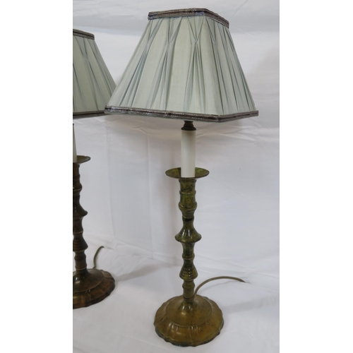 158 - Pair of Cloisonne cast metal table lamps with wavy round bases