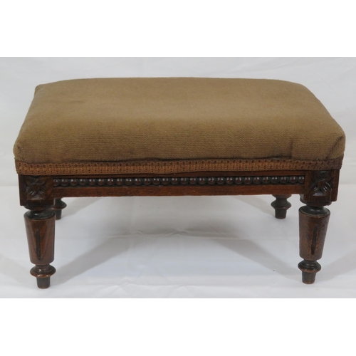 164 - Victorian style oak framed footstool with upholstered top