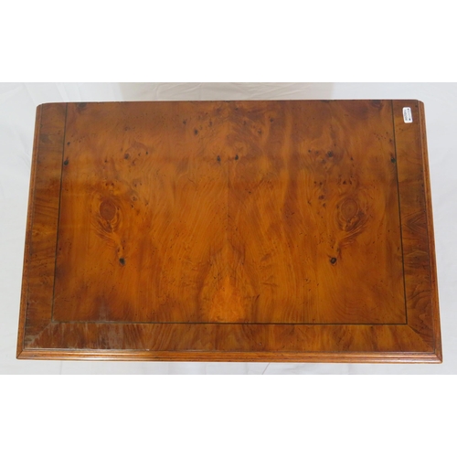 165 - Edwardian design inlaid yew small chest of two short & three long drawers with drop handles, on brac... 