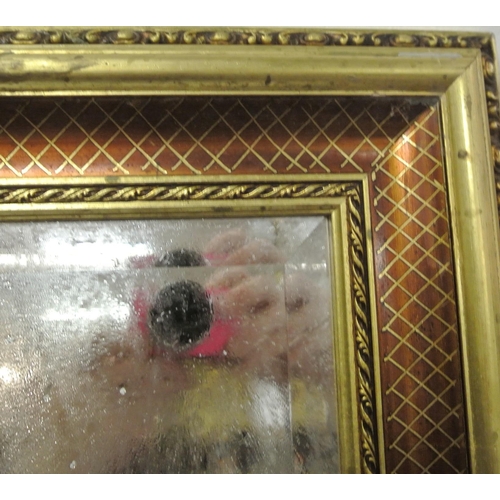 181 - Edwardian design gilt framed bevelled glass wall mirror with ruby diamond decoration