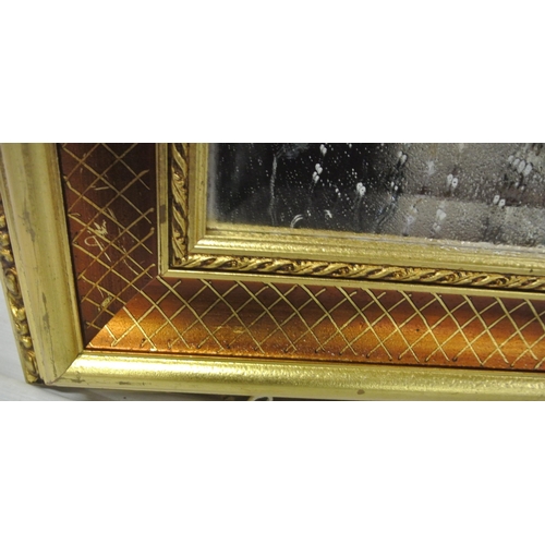 181 - Edwardian design gilt framed bevelled glass wall mirror with ruby diamond decoration