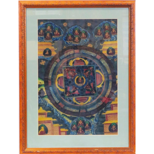 19 - Oriental school 'Buddhas in a room' print 48x34cm