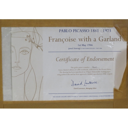 24 - Pablo Picasso 'Francoise with Garland' Limited edition print 40x34cm