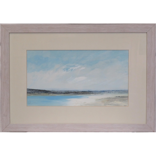 30 - Peter Hodson 'Beach scene'  Oil on board 31x56cm signed