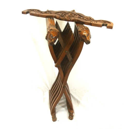 393 - Folding teak directors chair with lion head arms