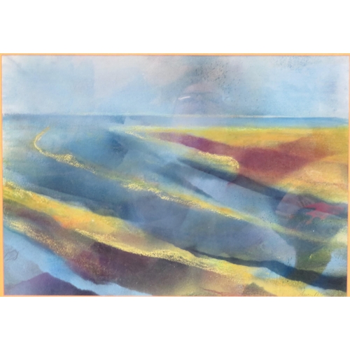 41 - Susan McCarthy 'Abstract landscapes' pastels, a pair, 34x48cm each, signed