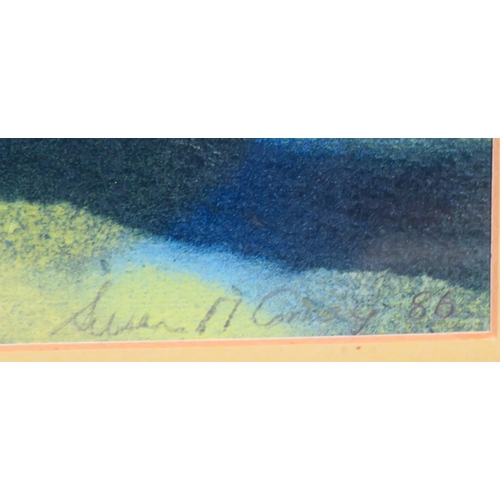 41 - Susan McCarthy 'Abstract landscapes' pastels, a pair, 34x48cm each, signed