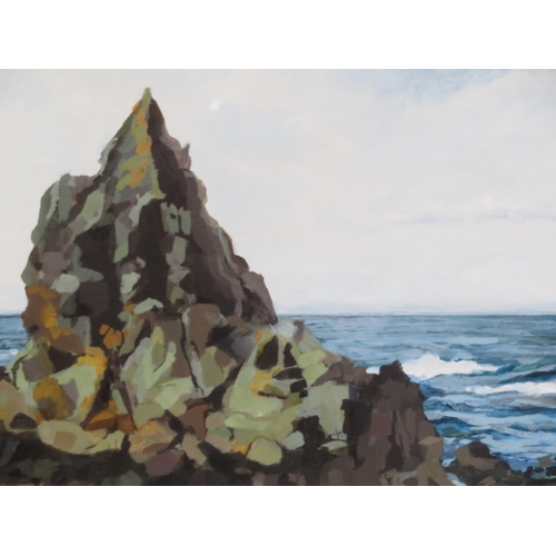 43 - Leigh D Walker 'Rocky seascape' pastels, 36x50cm signed