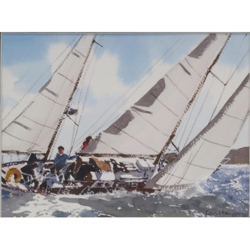 44 - Ken Hayes 'A sunny sail' watercolour 23x30cm signed