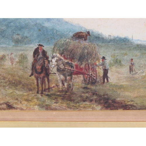 45 - Ian W Davidson (Scottish)'Haymaking' watercolour 17x24cm signed