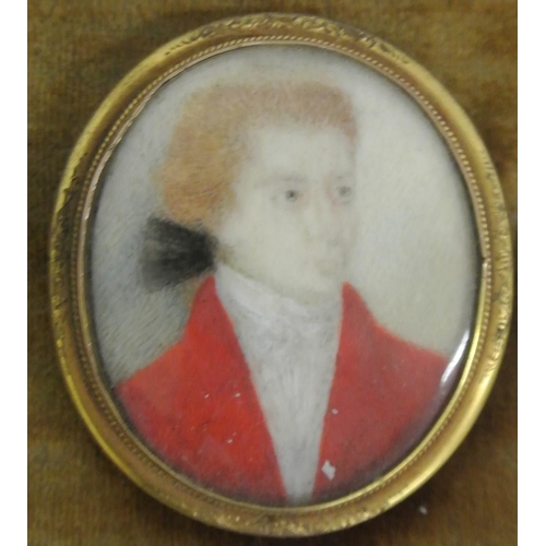 54 - Miniature portrait 'Sir Rollo Gillespie' oval 4.5x3.5cm and 'Sir Robert Rollo Gillespie KCB' engravi... 