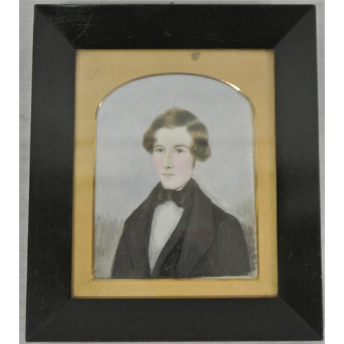 55 - Miniature portrait 'William Henry Johnston, Brookvale, Co. Monaghan' 68.5x6.5cm, titled verso