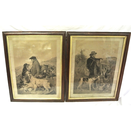 7 - Richard Ansdell 'The Scotch Gamekeeper' & 'The English Gamekeeper' pair of prints 57x42cm each