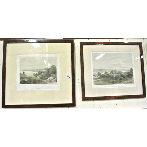 70 - Pair of Norwegian scenic prints 24x28 & 18x24cm